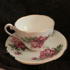Floral glass teacup and plate